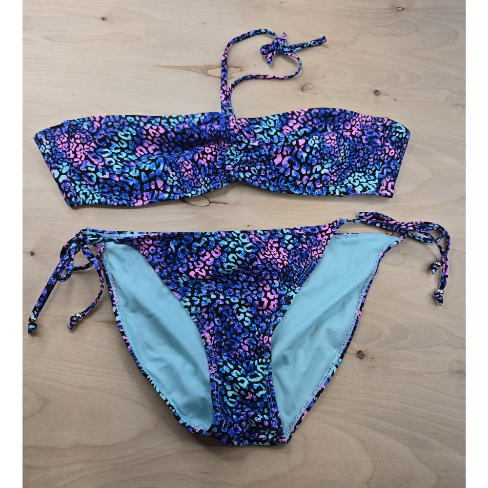 Ingear Swim Bikini XL Top & String Bottom Animal Print Purple Pink